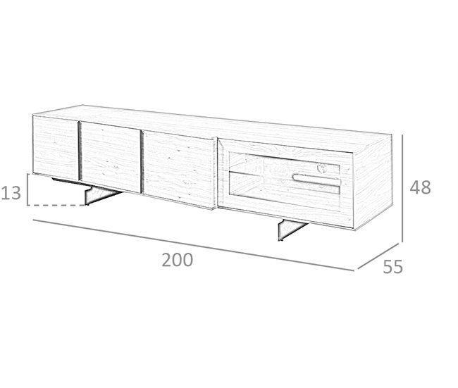 ANGEL CERDA Armário para televisão em nogueira e aço preto com iluminação interior Nogal