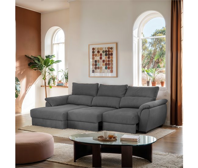 Chaise longue BENSON com cama Antracite