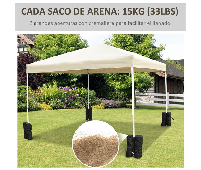 4 Pesos para Carpas Tecido de poliéster Outsunny Bege