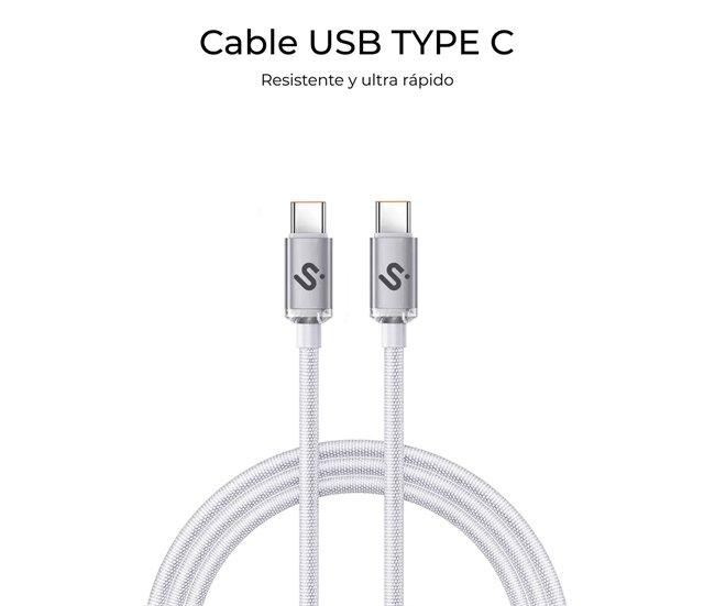 Cabo USB-C para USB-C OPTIMUS Branco