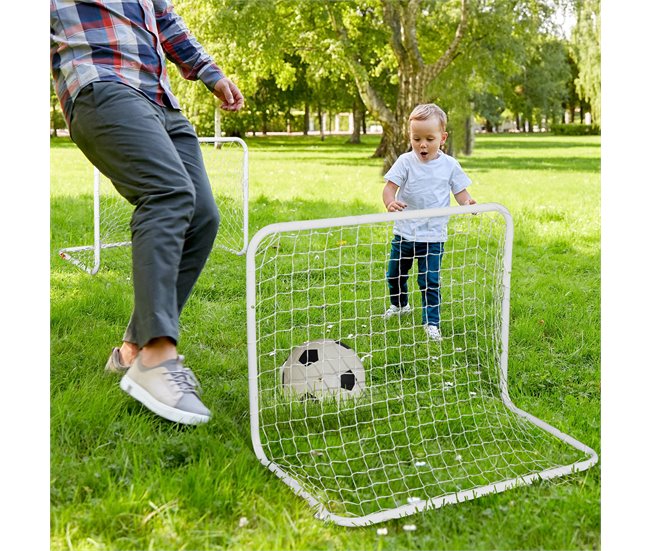 Conjunto de 2 mini gols de futebol Aço (Q195), tetrolon HOMCOM Branco