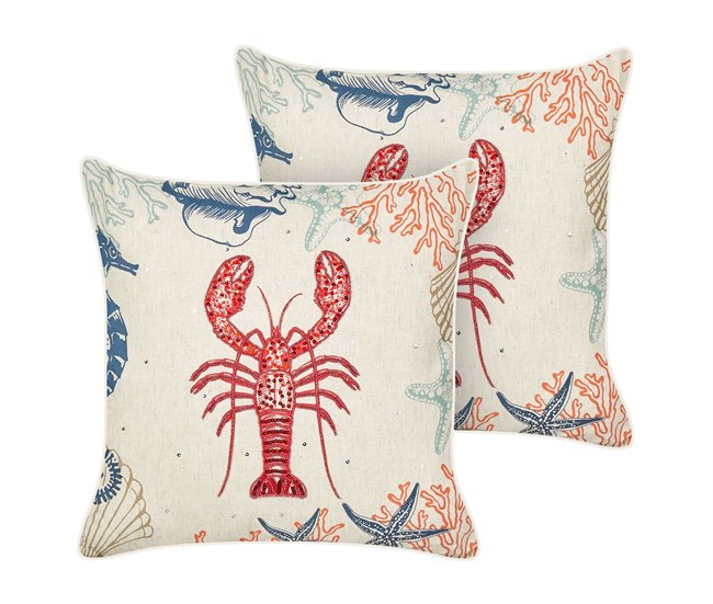Beliani Almofada decorativa KELP Bege