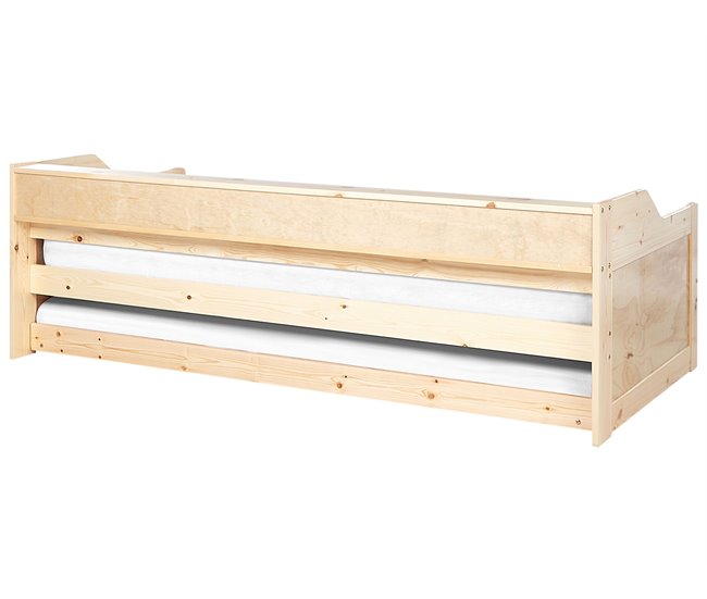 Beliani Cama com estrado Pinho EDERN 105x204 Castanho