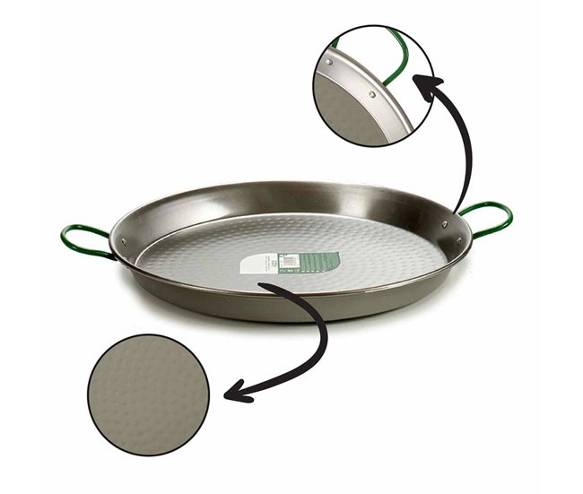 Panela de paella polida 13 porções Cromada