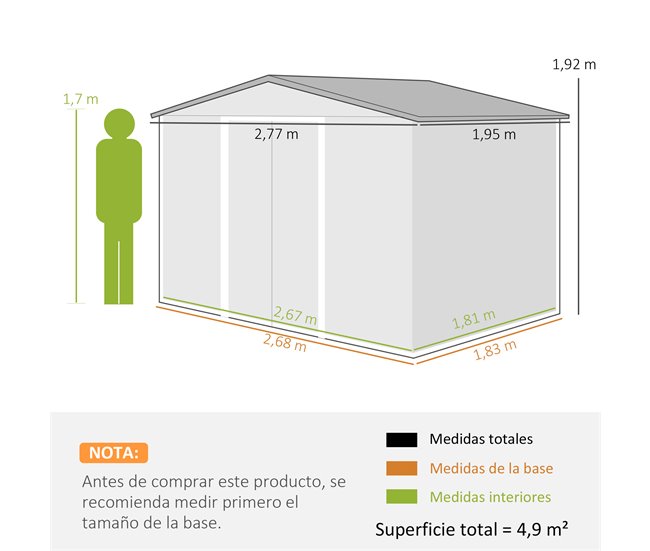 Abrigo de Jardim Aço e PP Outsunny Cinza
