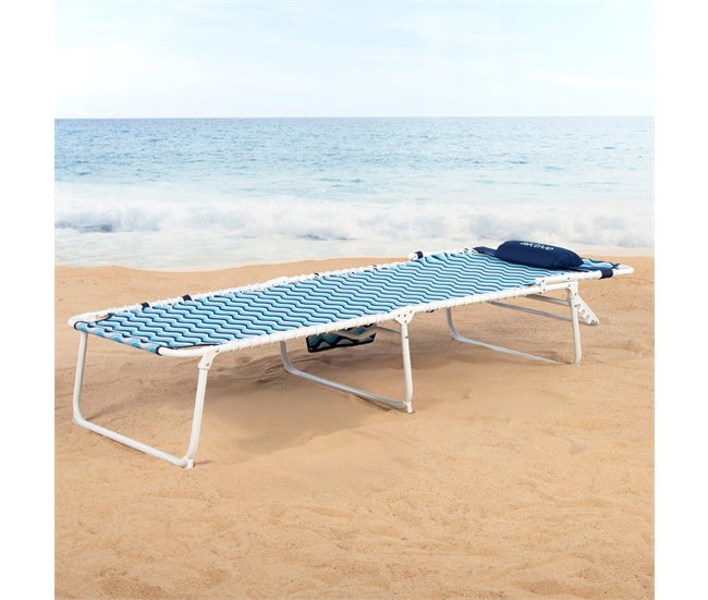 Aktive Espreguiçadeira de praia dobrável reclinável em 4 posições Azul