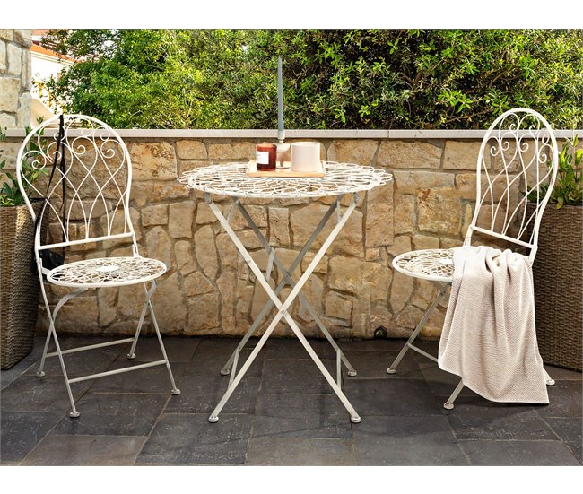 Beliani Mesa de jardim STIFFE Branco/ Bege