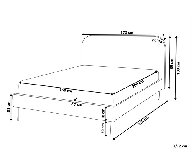 Beliani Cama com estrado Veludo FLAYAT 173x215 Amarelo