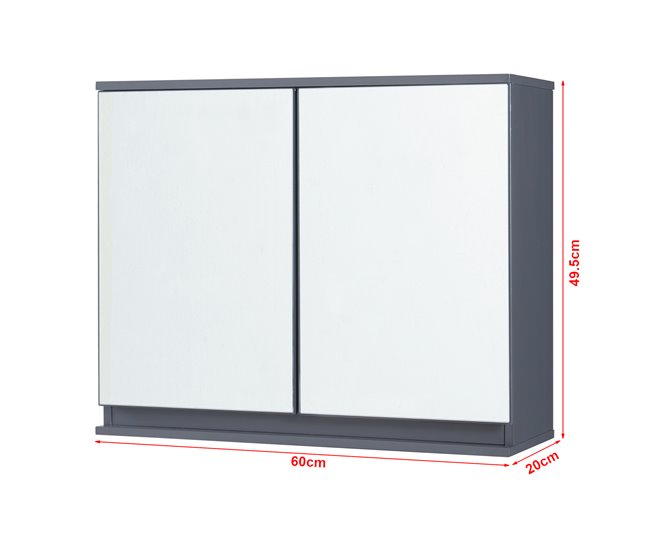 Armário espelho de sobrepor Overath 2 portas [en.casa] Cinza