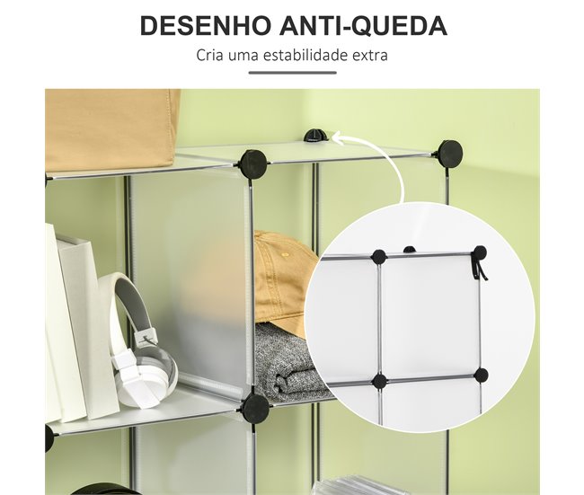 Armário Modular PP, aço HOMCOM, casa - móveis de armazenamento Transparente