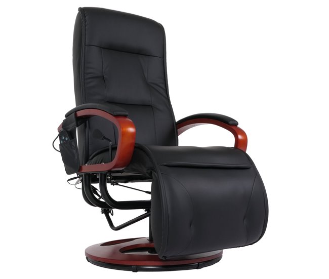 Função de massagem cadeira de relaxamento 9 programas 5 níveis de intensidade em couro preto 04_0006381