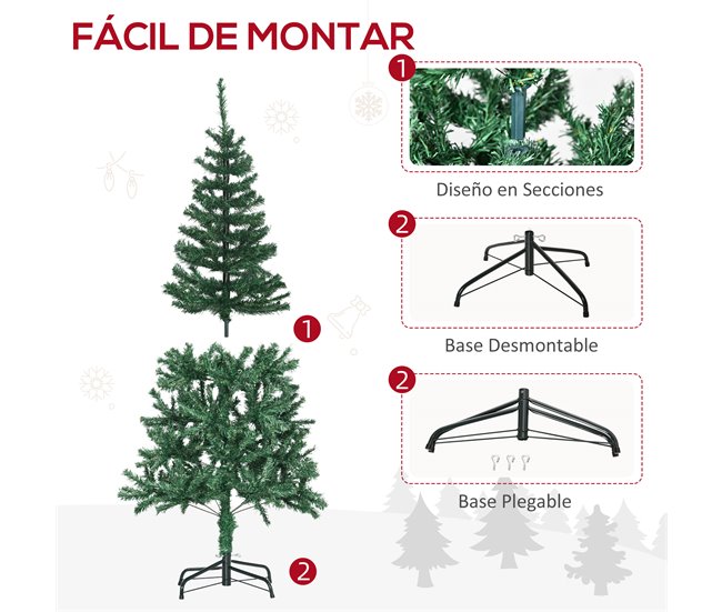 Árvore de Natal Artificial PVC e Metal HOMCOM, casa - natal Verde