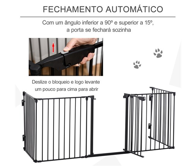Barreira de Segurança Animais Metal e Plástico PawHut Preto
