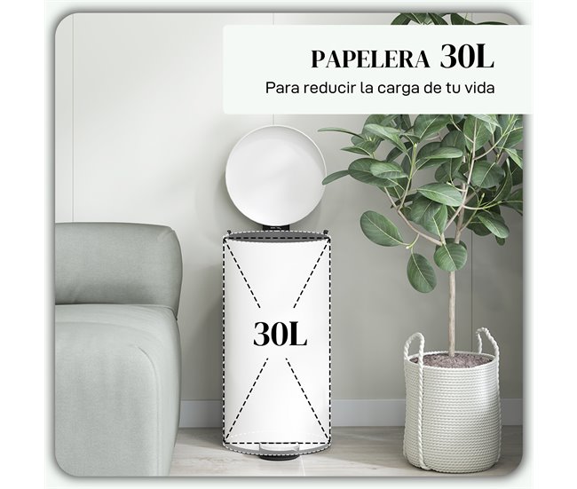 Balde de Lixo Metal e PP HOMCOM, casa - cozinha Cru