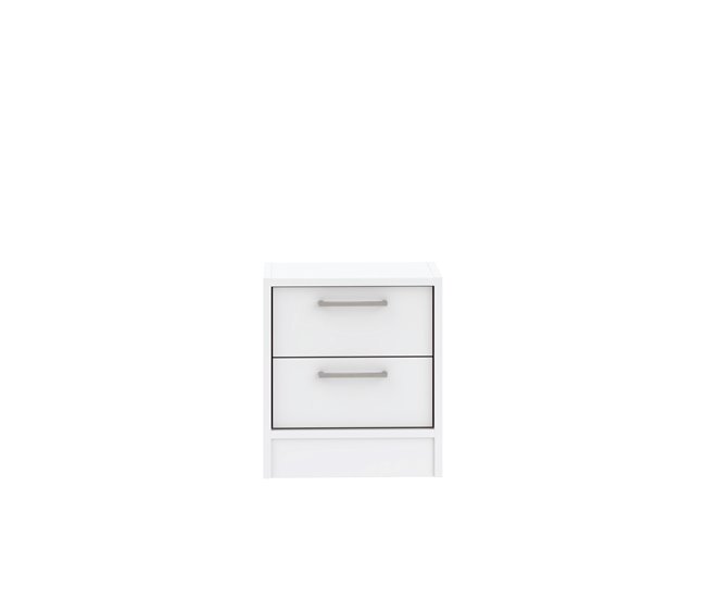 Mesa de cabeceira 2 gavetas cor branca LEADER  Branco