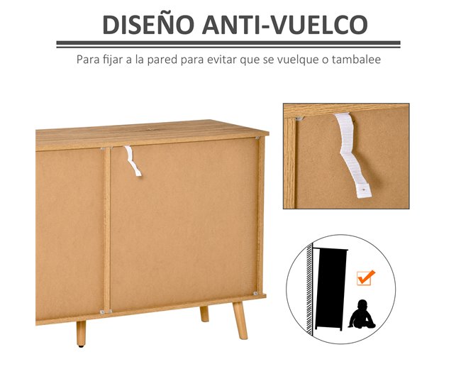 Aparador de Cozinha MDF, Metal HOMCOM 130 Castanho