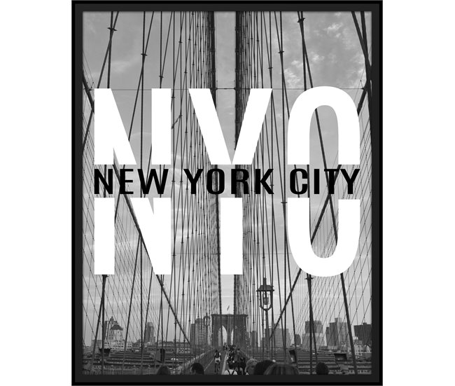 Pintura PUENTE BROOKLYN 50x40cm marca MARCOMUEBLE  Branco/ Preto