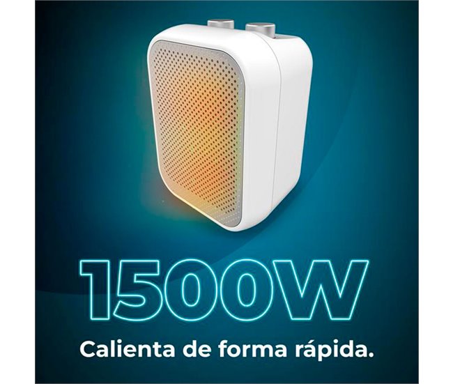 Cecotec Aquecedor cerâmico de mesa com 1500 W, termóstato ajustável e 3 modos de funcionamento. Branco