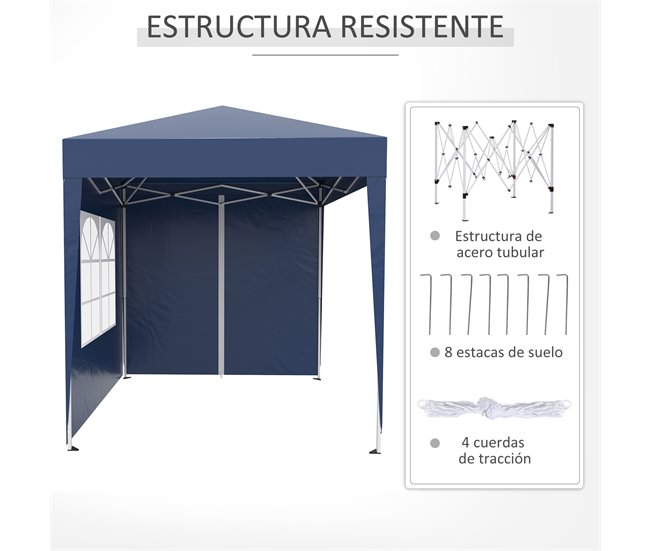 Pérgola de Jardim Aço e Tecido de Oxford Outsunny 200x200 Azul