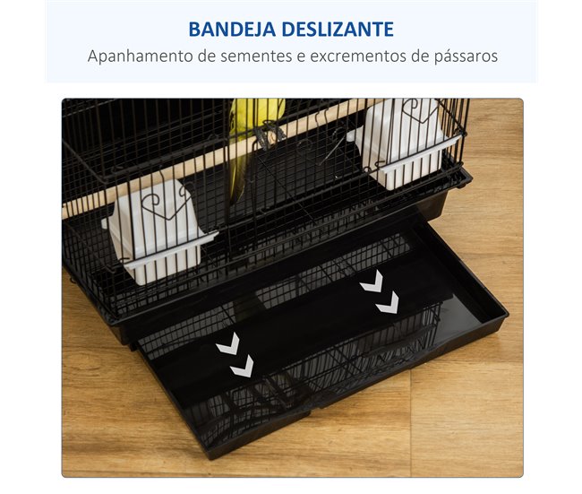 Gaiola para Passáros Aço, PP e Madeira Mixta PawHut Preto