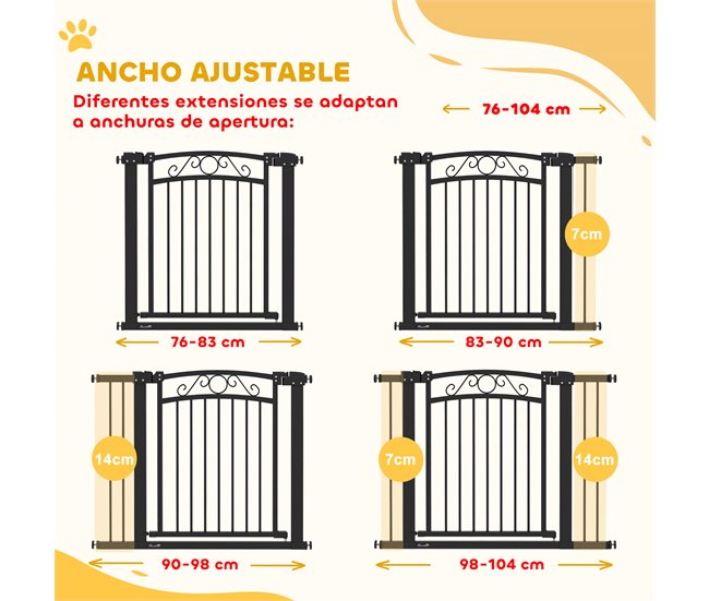 Barrera de Segurança para Cães Acero e PA PawHut Preto