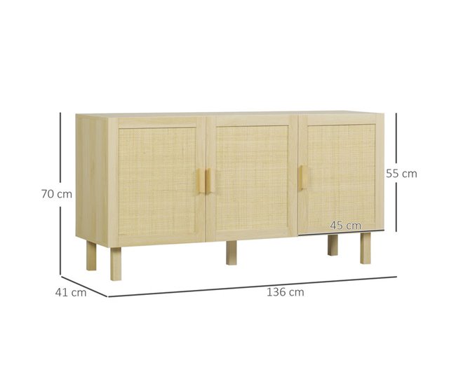 Aparador Melamina de Madeira HOMCOM Castanho