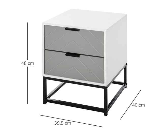 Armário de cabeceira Placa de partícula, Placa de MDF, Aço HOMCOM 39 Multicor