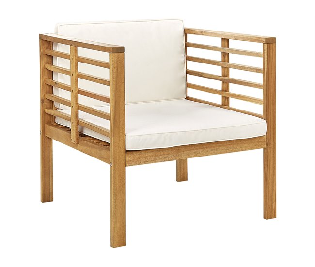 Beliani Conjunto lounge Madeira de acácia PACIFIC Branco/ Bege
