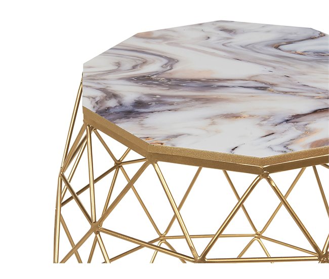 Beliani Mesa de apoio HALSEY 43x43 Dourado