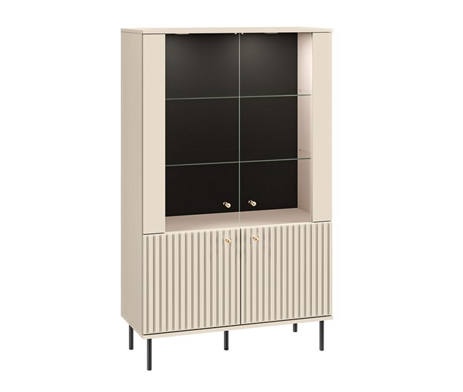 Armário de porcelana LED de 4 portas Nova Bege