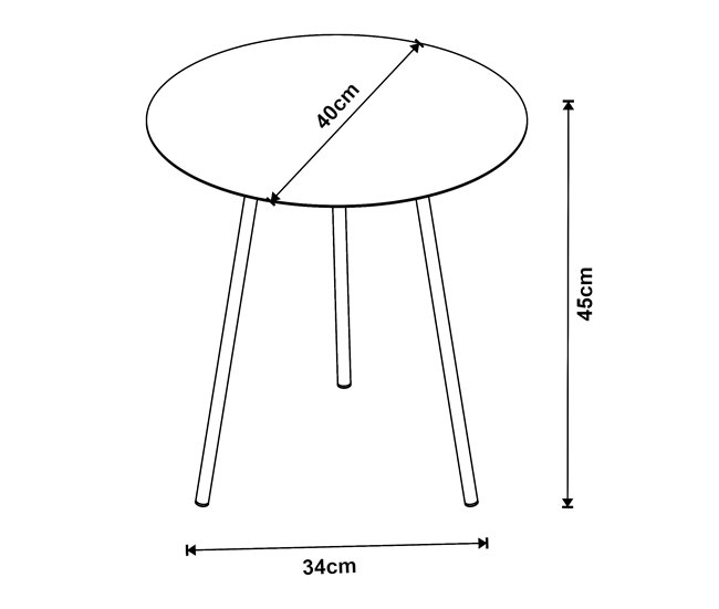 Mesa de apoio redonda Sula 3 pés metal [en.casa] 40x40 Preto