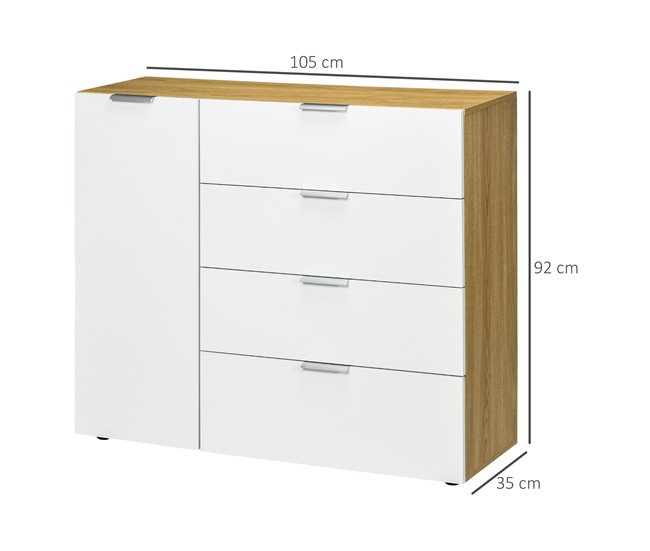 Aparador de Sala de Estar Melamina de Madeira HOMCOM Branco