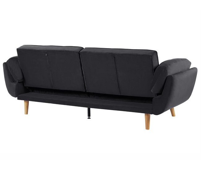 Beliani Sofá-cama Veludo ASBY Azul Marino