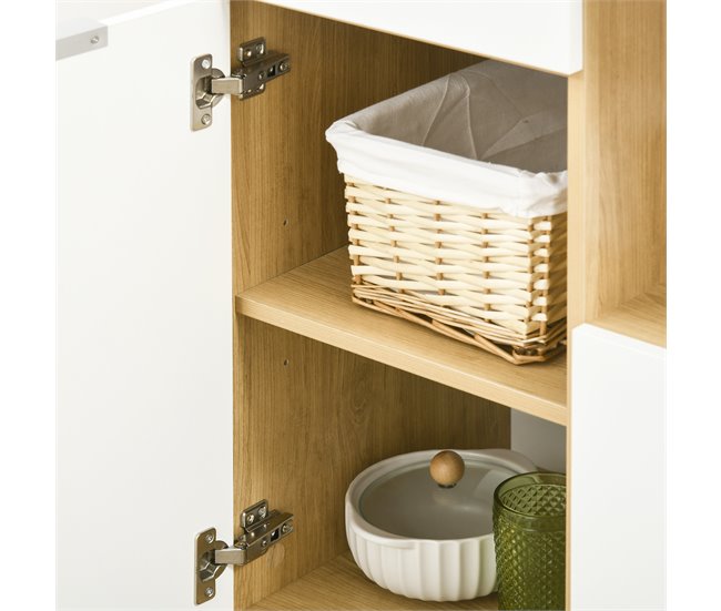 Armário de Cozinha Melamina de Madeira e Madeira de Pinho HOMCOM Castanho