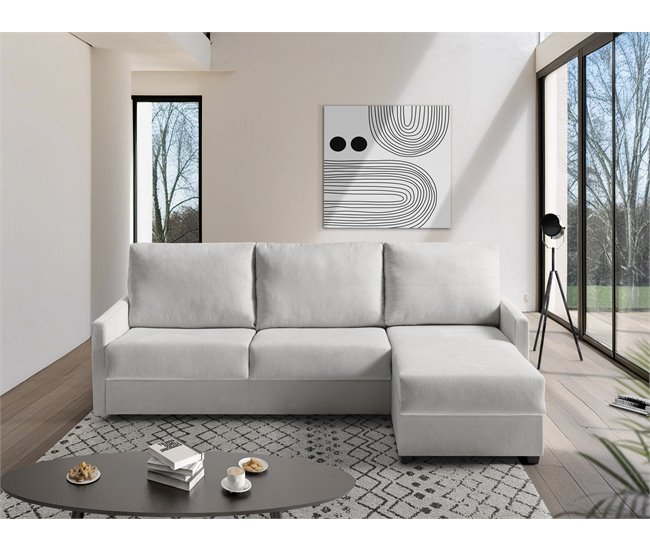 Chaise longue com cama AVA reversível 3 lugares cinza Cinza