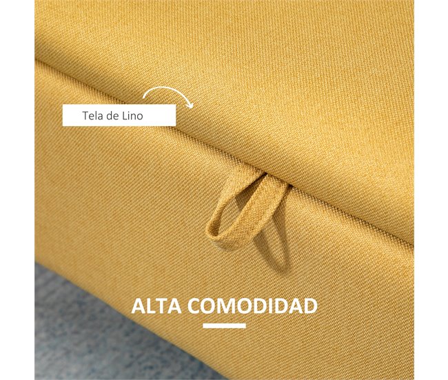 Banco de Armazenamento Poliéster, Espuma e Aço HOMCOM 101x38 Amarelo