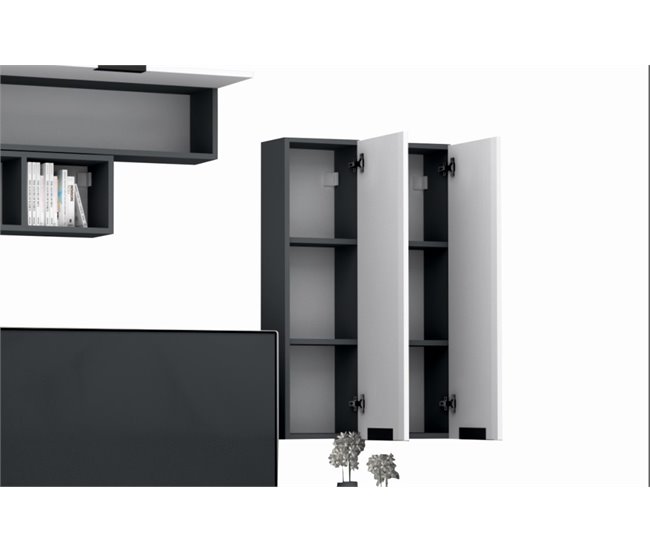 Compacto de TV STONE branca e cinza 280cm Branco