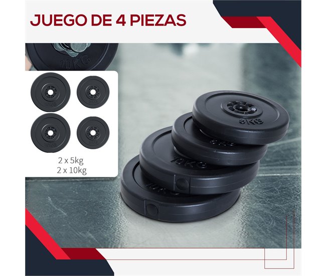 4 Discos de peso Plástico, Areia, Cimento HOMCOM Preto