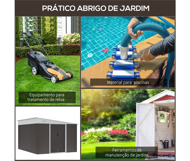 Abrigo de Armazenamento Aço Outsunny Cinza