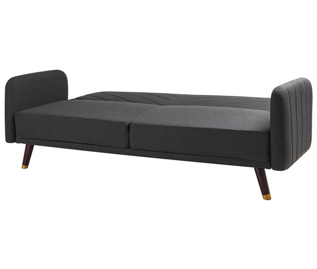 Beliani Sofá de 3 lugares Linho sintético SENJA Preto