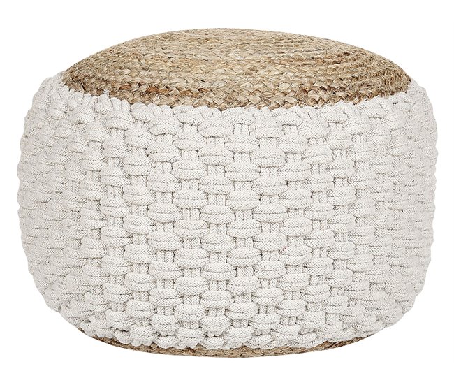Beliani Pufe AIZA Branco/ Bege
