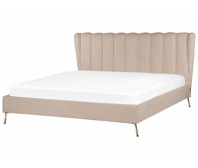 Beliani Cama Terciopelo MIRIBEL 207x218 Bege