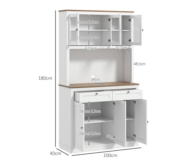 Armário de Cozinha MDF e Melamina de Madeira HOMCOM Branco