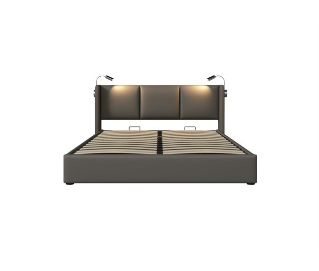 Cama de casal de pu com armazenamento