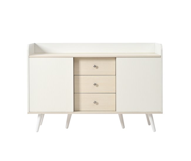 Aparador com 2 portas e 3 gavetas Natural/ Branco
