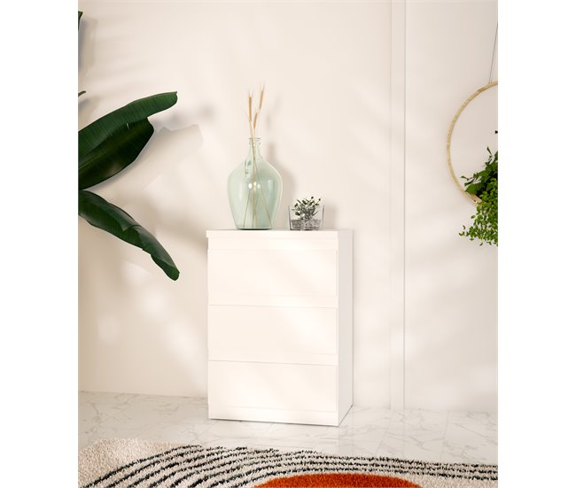 Mesa de cabeceira 3 gavetas NEVADA II Branco