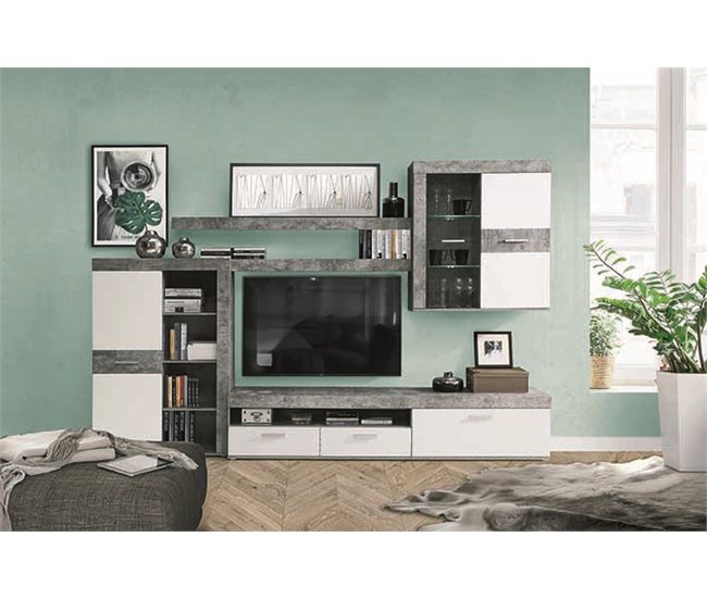 Móvel de sala AKRON Branco/cinza