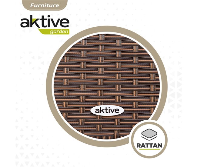 Conjunto de mobiliário de terraço Aktive, poltronas, sofá e mesa de rotim Preto