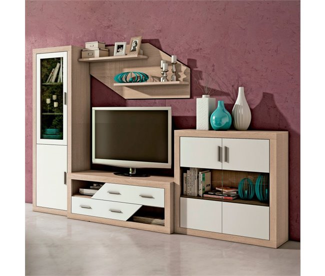 Vitrina Nuka 2 portas 60 Natural/ Branco