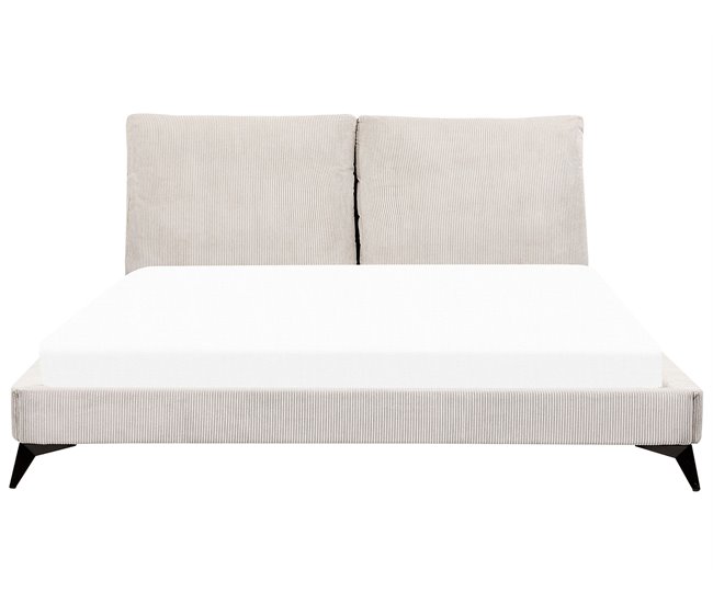 Beliani Cama com estrado Bombazine MELLE 195x240 Bege